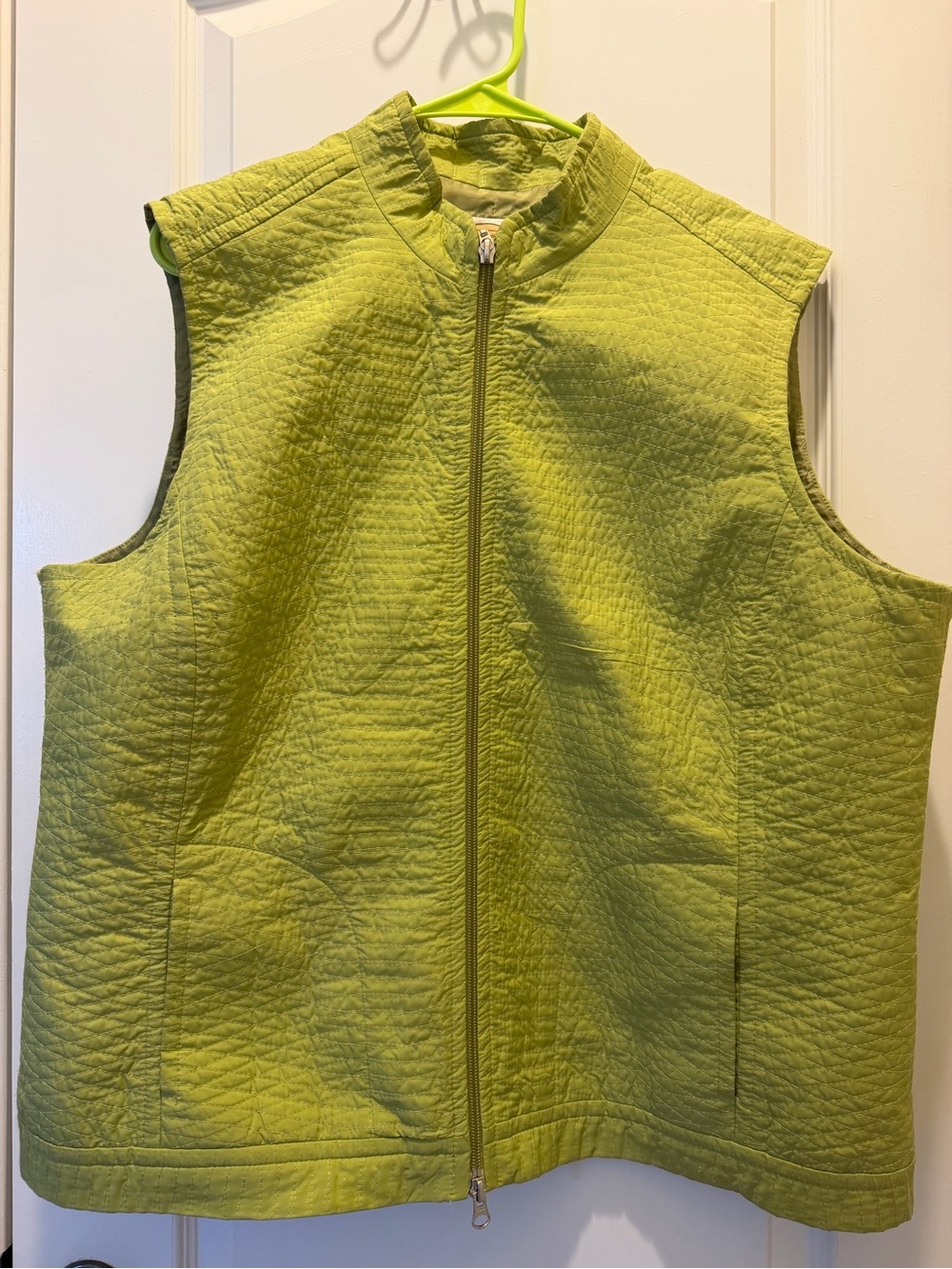 Talbots Quilted Sleeveless Vest in Chartreuse